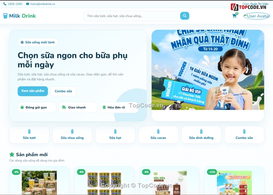 website,bán website,web bán sữa